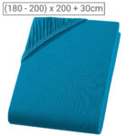 Übergrösse Premium Qualitäts-Jersey Fixleintuch, 100% Baumwolle, petrol, 200 x 200 cm
