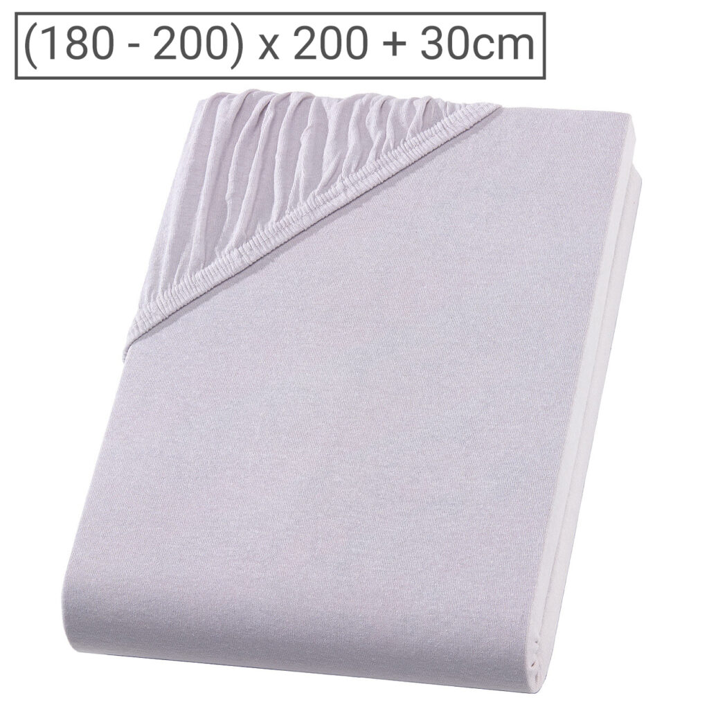 Übergrösse Premium Qualitäts-Jersey Fixleintuch, 100% Baumwolle, silber, 200 x 200 cm Übergrösse Premium Qualitäts-Jersey Fixleintuch, 100% Baumwolle, silber, 200 x 200 cm