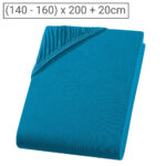 Topper Premium Qualitäts-Jersey Fixleintuch, 100% Baumwolle, petrol, 160 x 200 cm