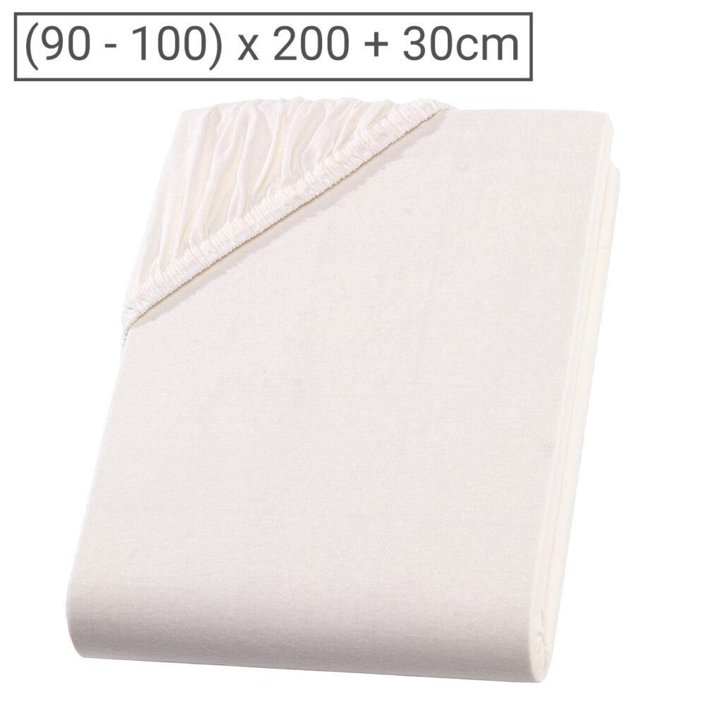 Einzelbett Qualitäts-Jersey Fixleintuch, 100% Baumwolle, natur, 90 x 200 cm Einzelbett Qualitäts-Jersey Fixleintuch, 100% Baumwolle, natur, 90 x 200 cm