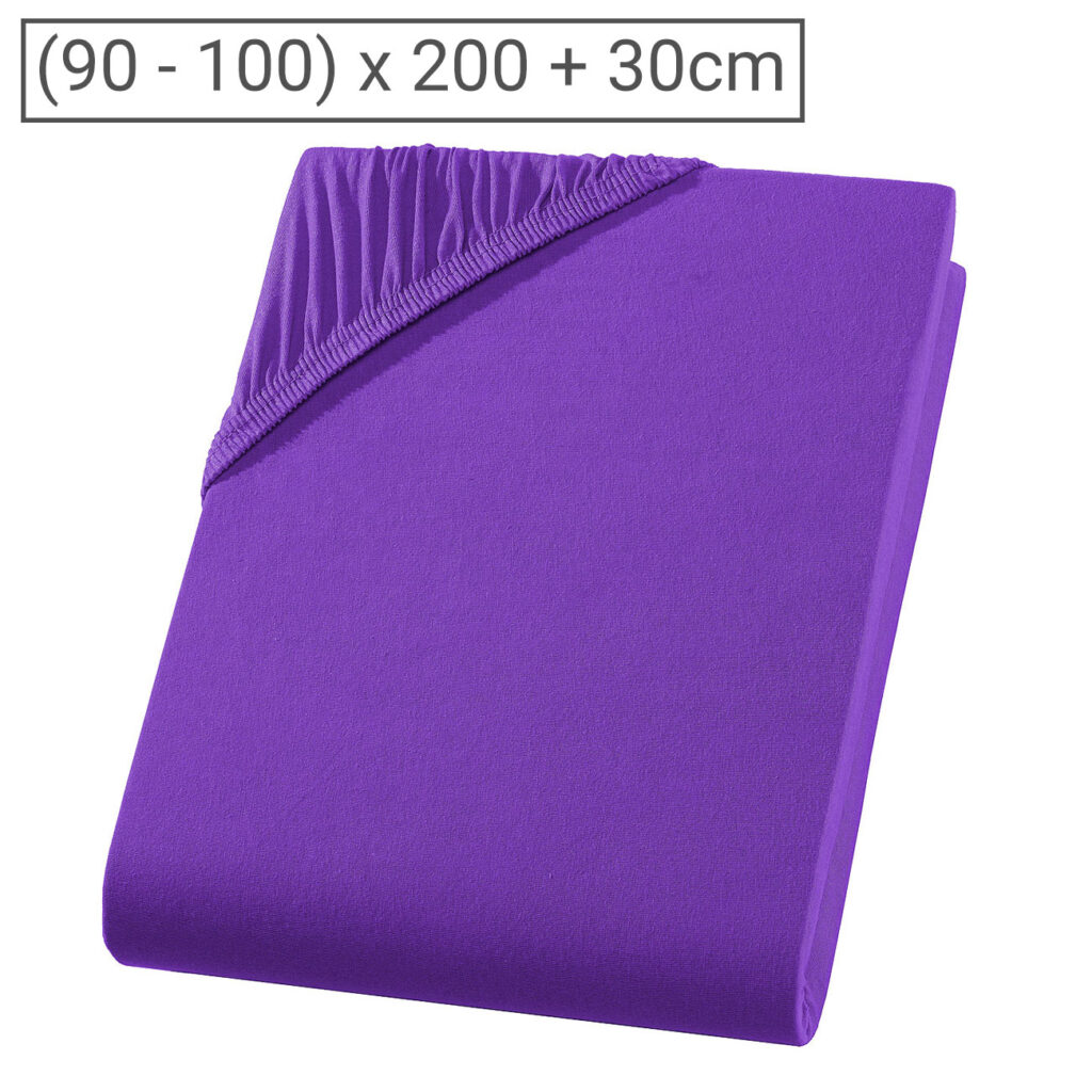 Einzelbett Qualitäts-Jersey Fixleintuch, 100% Baumwolle, violett, 90 x 200 cm Einzelbett Qualitäts-Jersey Fixleintuch, 100% Baumwolle, violett, 90 x 200 cm