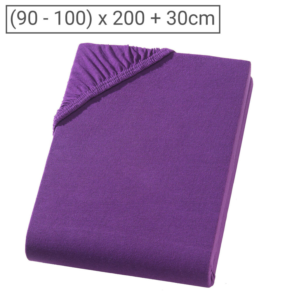 Einzelbett Qualitäts-Jersey Fixleintuch, 100% Baumwolle, aubergine, 90 x 200 cm Einzelbett Qualitäts-Jersey Fixleintuch, 100% Baumwolle, aubergine, 90 x 200 cm