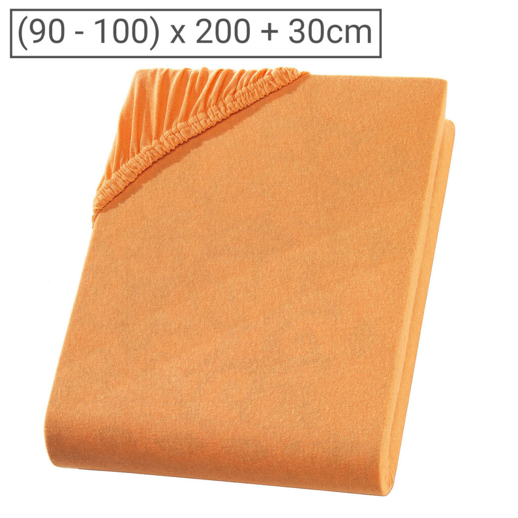 Einzelbett Qualitäts-Jersey Fixleintuch, 100% Baumwolle, orange, 90 x 200 cm Einzelbett Qualitäts-Jersey Fixleintuch, 100% Baumwolle, orange, 90 x 200 cm