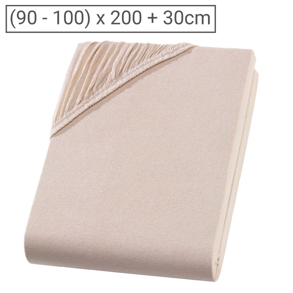 Einzelbett Qualitäts-Jersey Fixleintuch, 100% Baumwolle, beige, 90 x 200 cm Einzelbett Qualitäts-Jersey Fixleintuch, 100% Baumwolle, beige, 90 x 200 cm