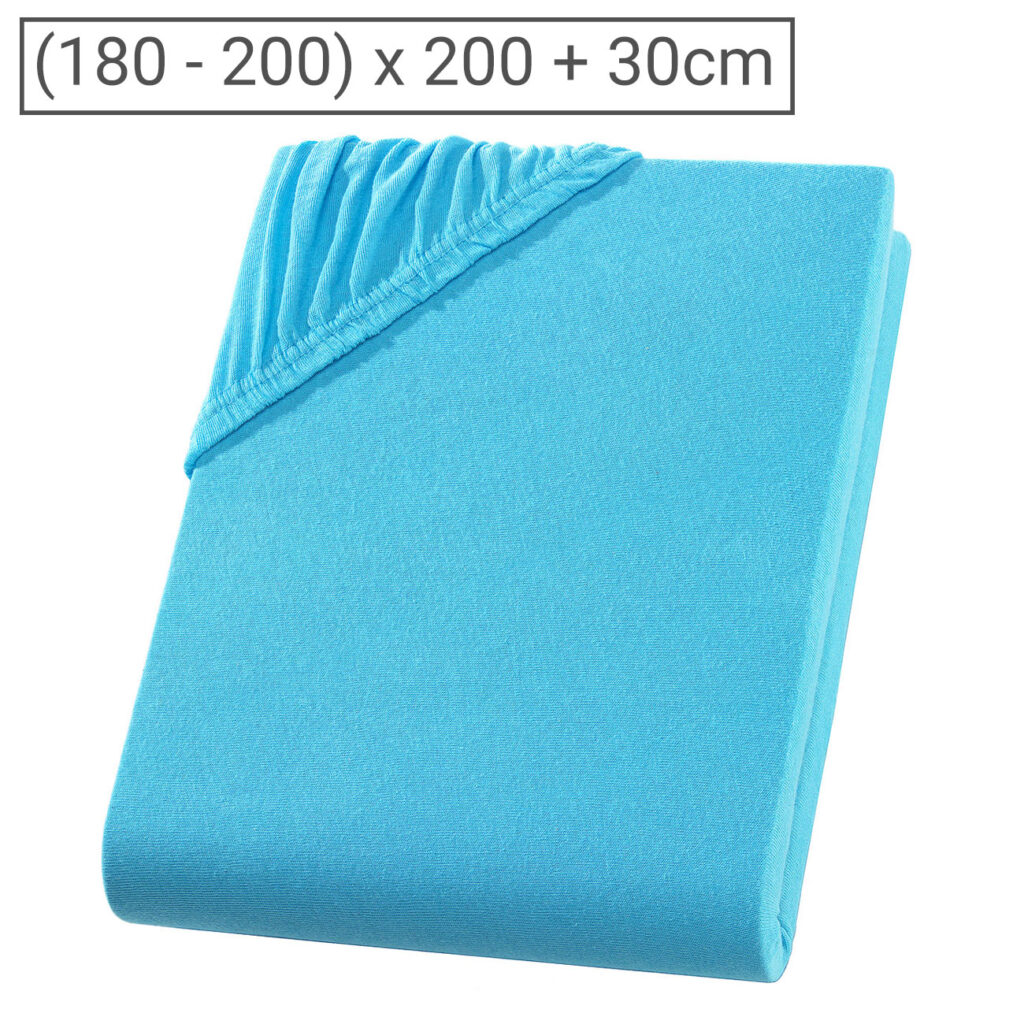 Übergrösse Qualitäts-Jersey Fixleintuch, 100% Baumwolle, türkis, 200 x 200 cm Übergrösse Qualitäts-Jersey Fixleintuch, 100% Baumwolle, türkis, 200 x 200 cm