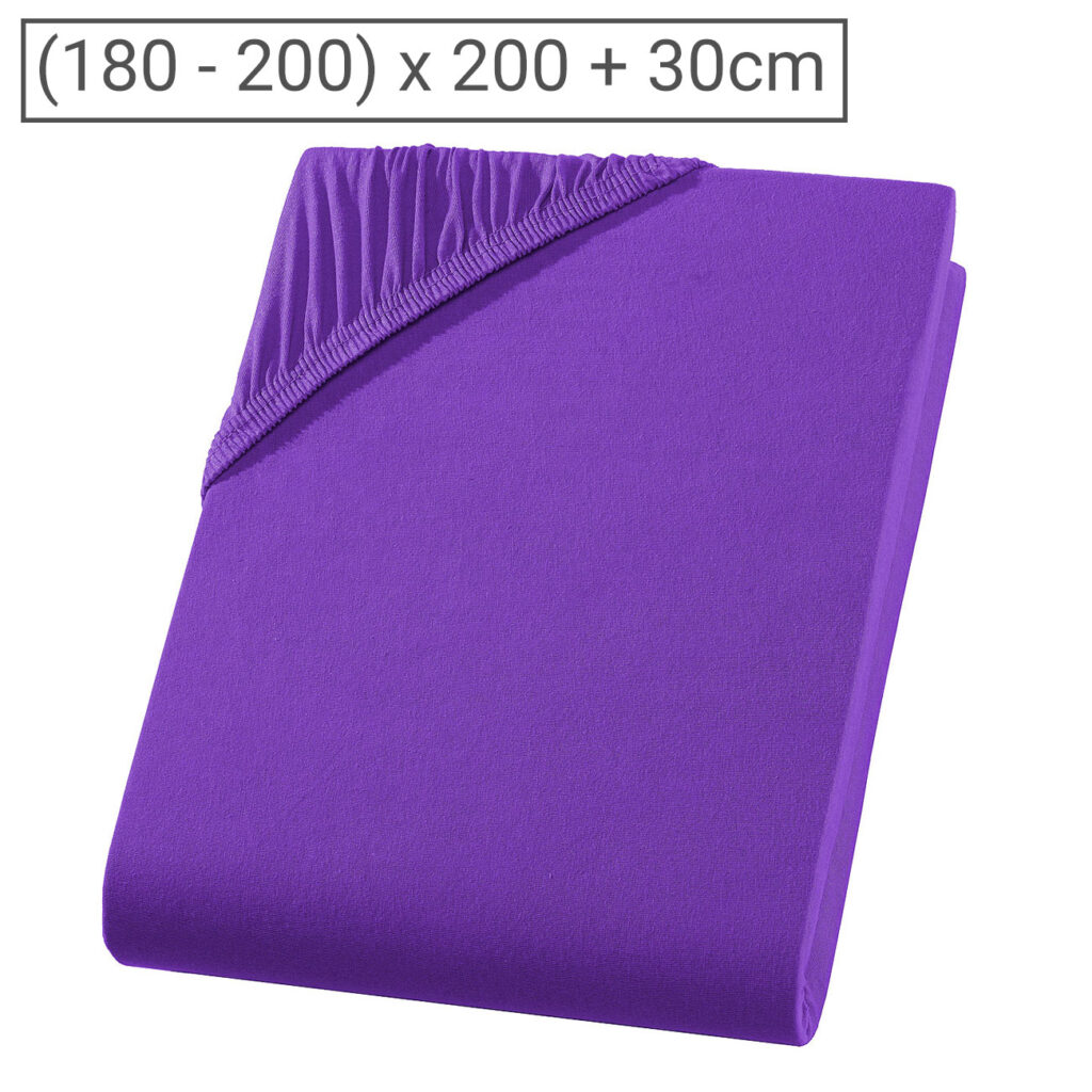 Übergrösse Qualitäts-Jersey Fixleintuch, 100% Baumwolle, violett, 200 x 200 cm Übergrösse Qualitäts-Jersey Fixleintuch, 100% Baumwolle, violett, 200 x 200 cm