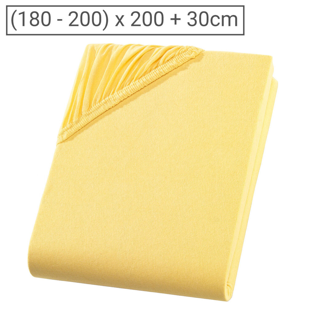 Übergrösse Qualitäts-Jersey Fixleintuch, 100% Baumwolle, maisgelb, 200 x 200 cm Übergrösse Qualitäts-Jersey Fixleintuch, 100% Baumwolle, maisgelb, 200 x 200 cm