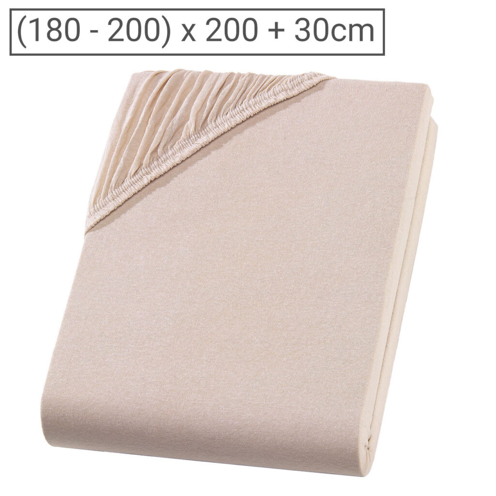 Übergrösse Qualitäts-Jersey Fixleintuch, 100% Baumwolle, beige, 200 x 200 cm Übergrösse Qualitäts-Jersey Fixleintuch, 100% Baumwolle, beige, 200 x 200 cm