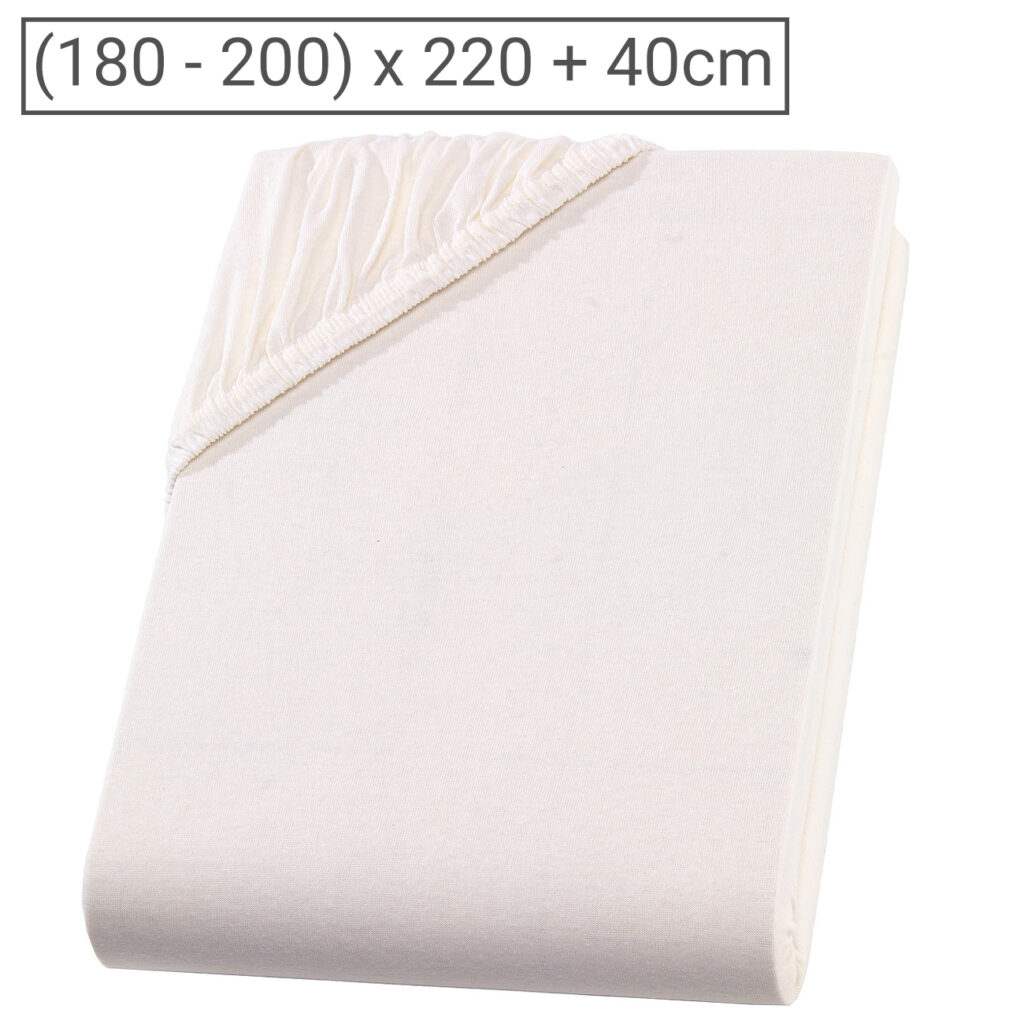 Übergrösse/Überlänge Qualitäts-Jersey Fixleintuch, 100% Baumwolle, natur, 200 x 220 cm Übergrösse/Überlänge Qualitäts-Jersey Fixleintuch, 100% Baumwolle, natur, 200 x 220 cm