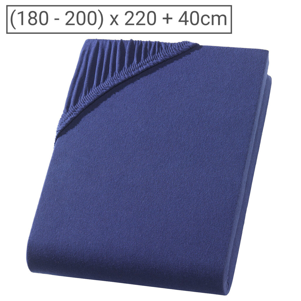Übergrösse/Überlänge Qualitäts-Jersey Fixleintuch, 100% Baumwolle, marine, 200 x 220 cm Übergrösse/Überlänge Qualitäts-Jersey Fixleintuch, 100% Baumwolle, marine, 200 x 220 cm