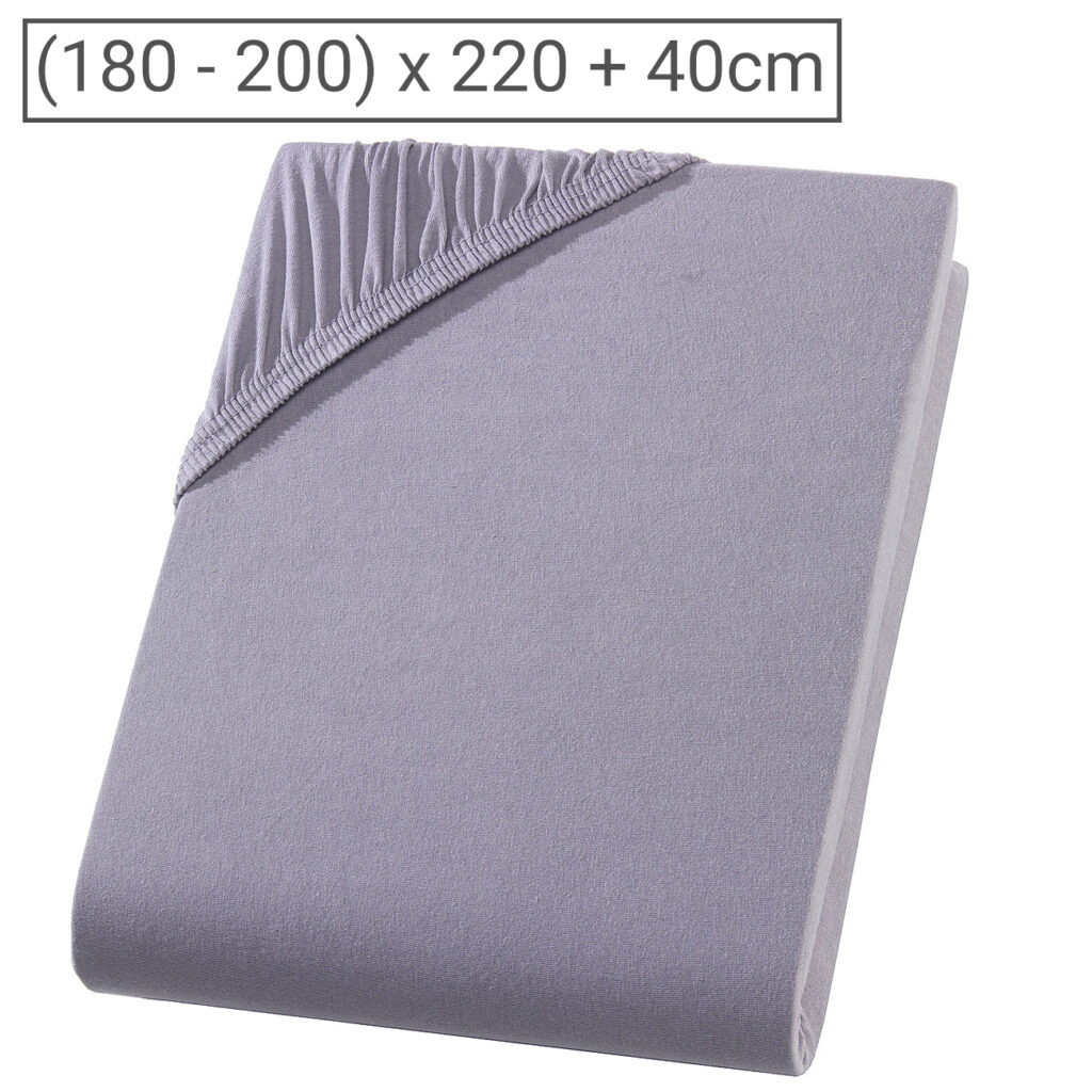 Übergrösse/Überlänge Qualitäts-Jersey Fixleintuch, 100% Baumwolle, grau, 200 x 220 cm Übergrösse/Überlänge Qualitäts-Jersey Fixleintuch, 100% Baumwolle, grau, 200 x 220 cm