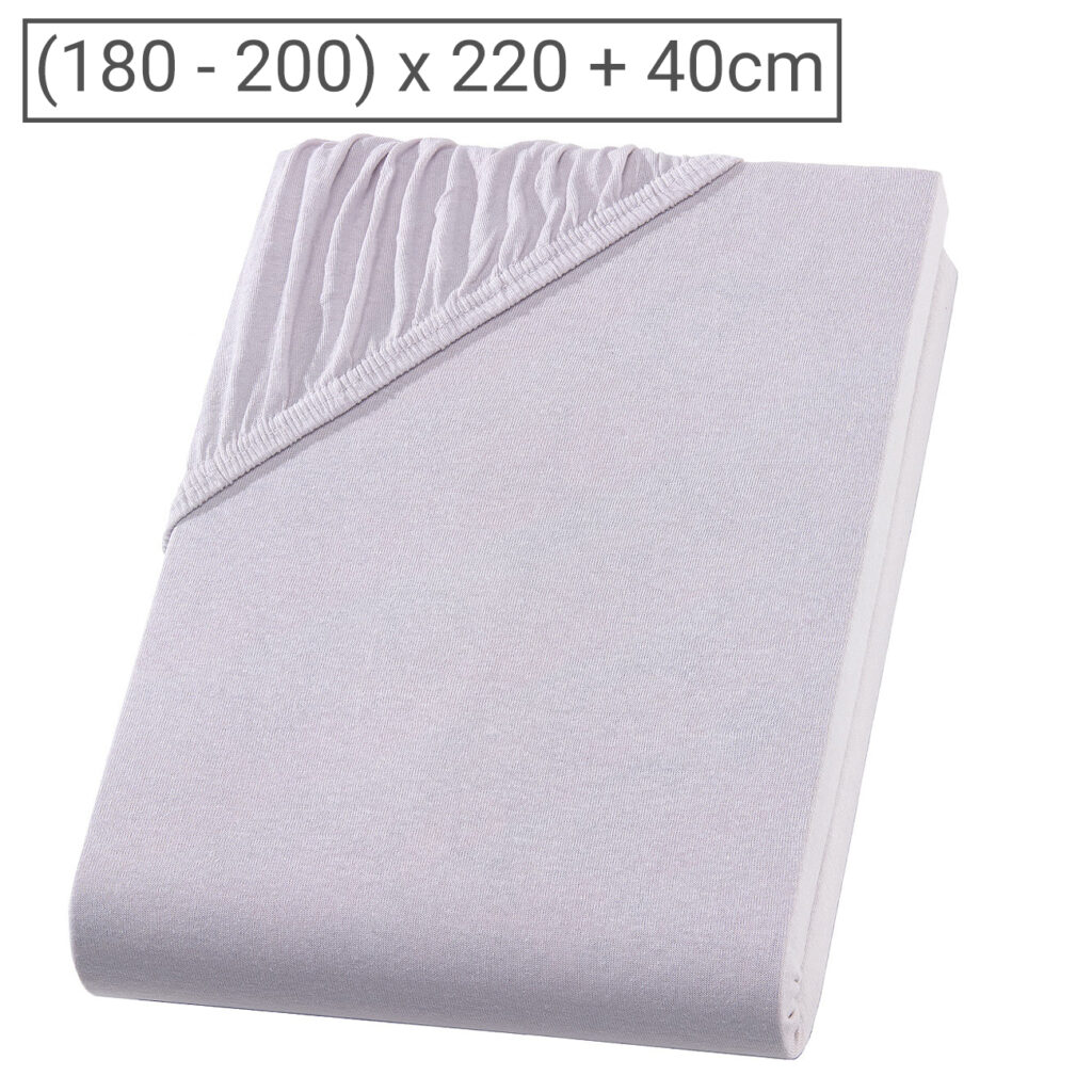 Übergrösse/Überlänge Qualitäts-Jersey Fixleintuch, 100% Baumwolle, silber, 200 x 220 cm Übergrösse/Überlänge Qualitäts-Jersey Fixleintuch, 100% Baumwolle, silber, 200 x 220 cm