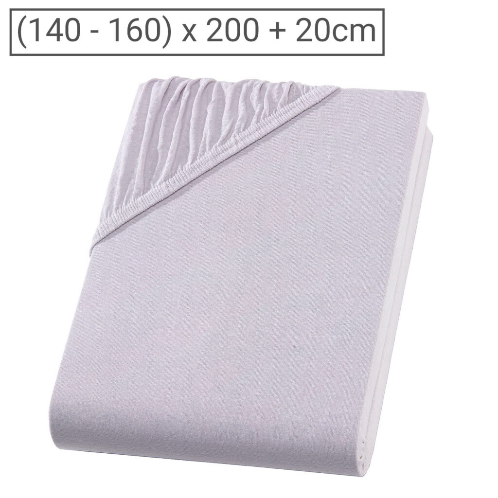 Boxspringbett-Topper Doppelbett Qualitäts-Jersey Fixleintuch, silber, 160 x 200 cm Boxspringbett-Topper Doppelbett Qualitäts-Jersey Fixleintuch, silber, 160 x 200 cm