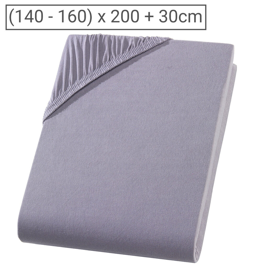 Doppelbett Premium Qualitäts-Jersey Fixleintuch, 100% Baumwolle, grau, 160 x 200 cm Doppelbett Premium Qualitäts-Jersey Fixleintuch, 100% Baumwolle, grau, 160 x 200 cm
