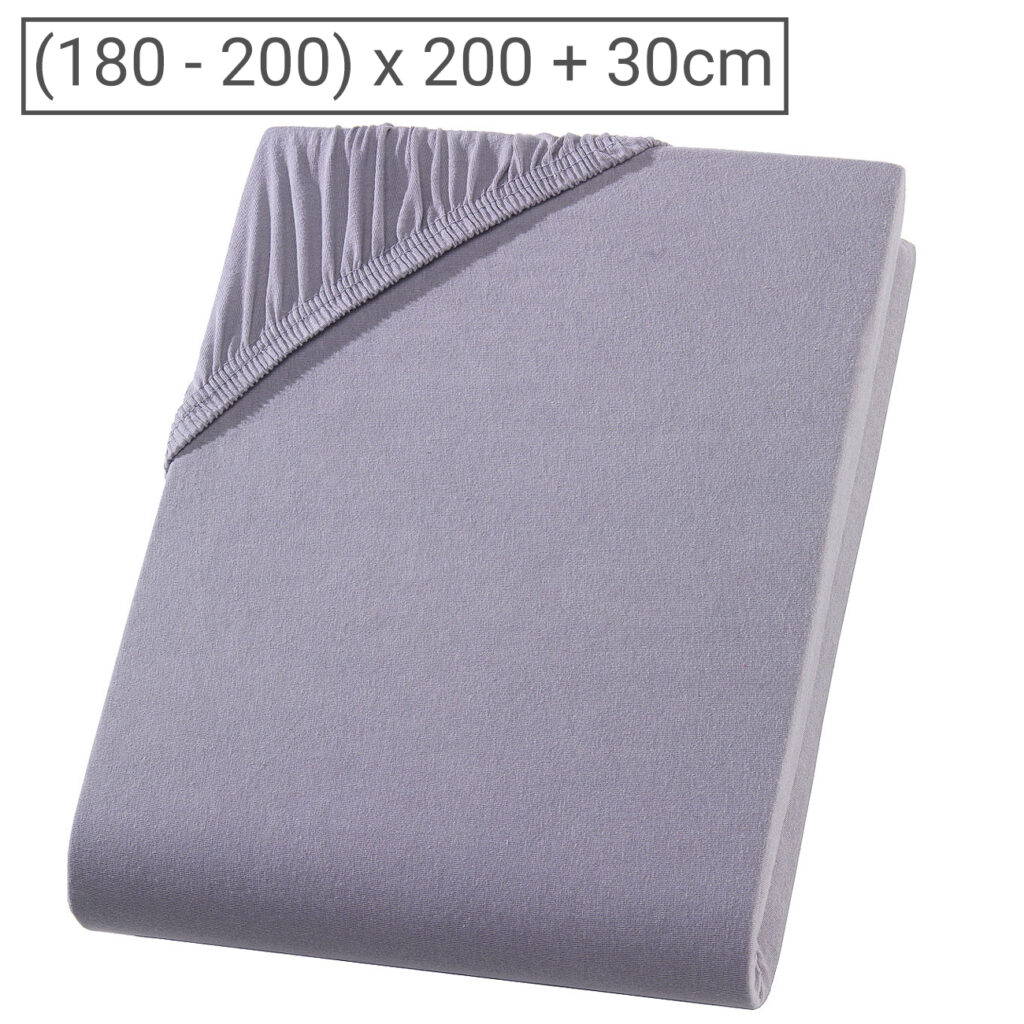Übergrösse Premium Qualitäts-Jersey Fixleintuch, 100% Baumwolle, grau, 200 x 200 cm Übergrösse Premium Qualitäts-Jersey Fixleintuch, 100% Baumwolle, grau, 200 x 200 cm