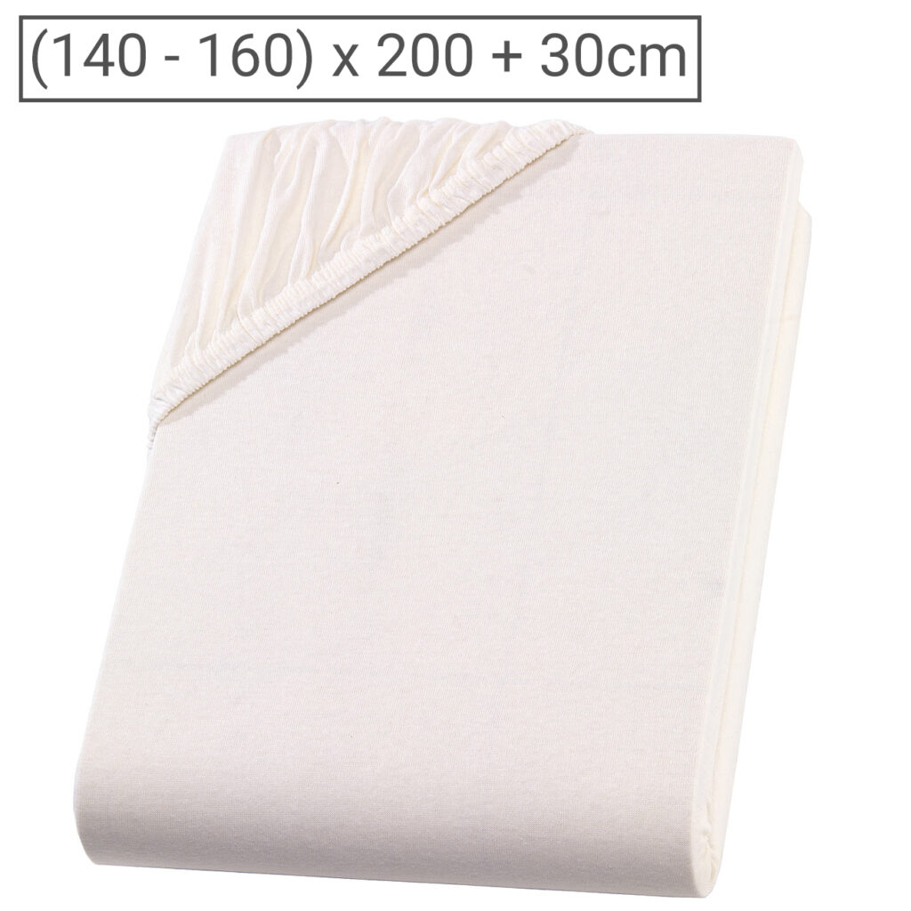 Doppelbett Premium Qualitäts-Jersey Fixleintuch, 100% Baumwolle, natur, 160 x 200 cm Doppelbett Premium Qualitäts-Jersey Fixleintuch, 100% Baumwolle, natur, 160 x 200 cm