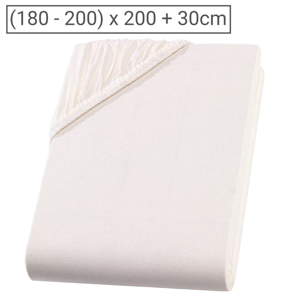 Übergrösse Premium Qualitäts-Jersey Fixleintuch, 100% Baumwolle, natur, 200 x 200 cm Übergrösse Premium Qualitäts-Jersey Fixleintuch, 100% Baumwolle, natur, 200 x 200 cm