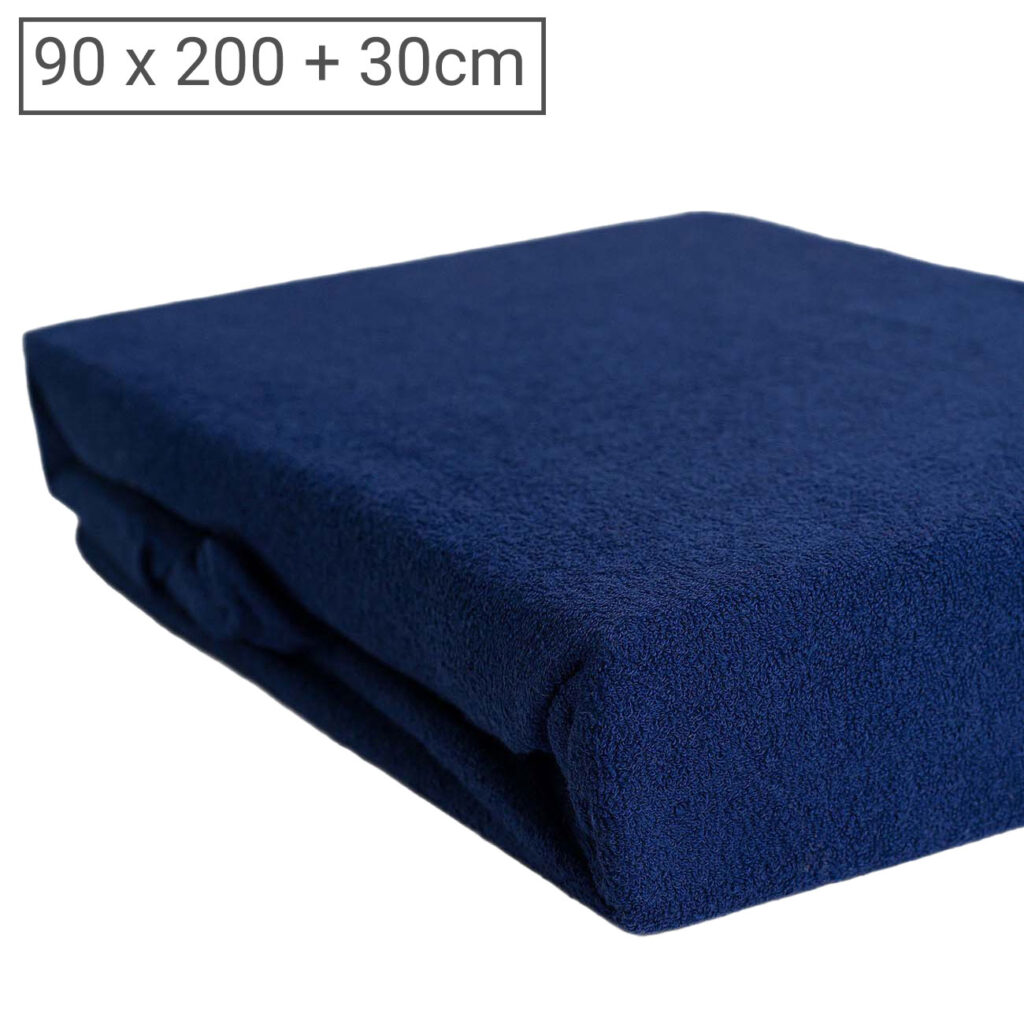 Einzelbett Luxus Frottee Fixleintuch, 80% Baumwolle, 20% Mikrofaser, marine, 90 x 200 cm Einzelbett Luxus Frottee Fixleintuch, 80% Baumwolle, 20% Mikrofaser, marine, 90 x 200 cm