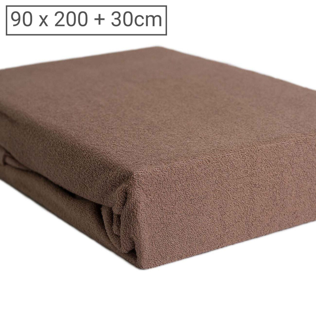 Einzelbett Luxus Frottee Fixleintuch, 80% Baumwolle, 20% Mikrofaser, nougat, 90 x 200 cm Einzelbett Luxus Frottee Fixleintuch, 80% Baumwolle, 20% Mikrofaser, nougat, 90 x 200 cm