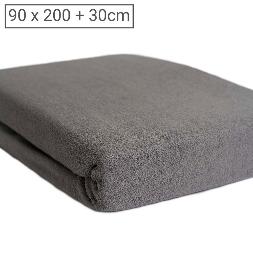 Einzelbett Luxus Frottee Fixleintuch, 80% Baumwolle, 20% Mikrofaser, grau, 90 x 200 cm Einzelbett Luxus Frottee Fixleintuch, 80% Baumwolle, 20% Mikrofaser, grau, 90 x 200 cm
