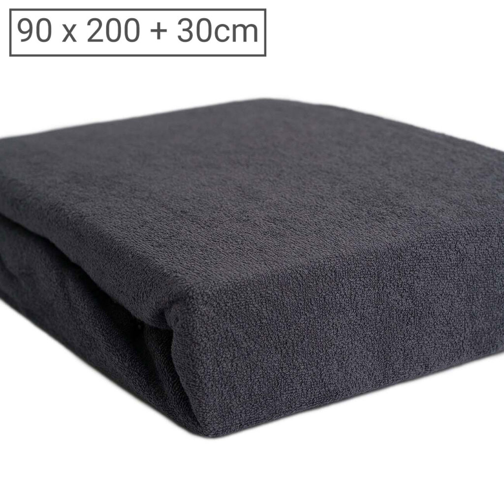 Einzelbett Luxus Frottee Fixleintuch, 80% Baumwolle, 20% Mikrofaser, anthrazit, 90 x 200cm Einzelbett Luxus Frottee Fixleintuch, 80% Baumwolle, 20% Mikrofaser, anthrazit, 90 x 200cm