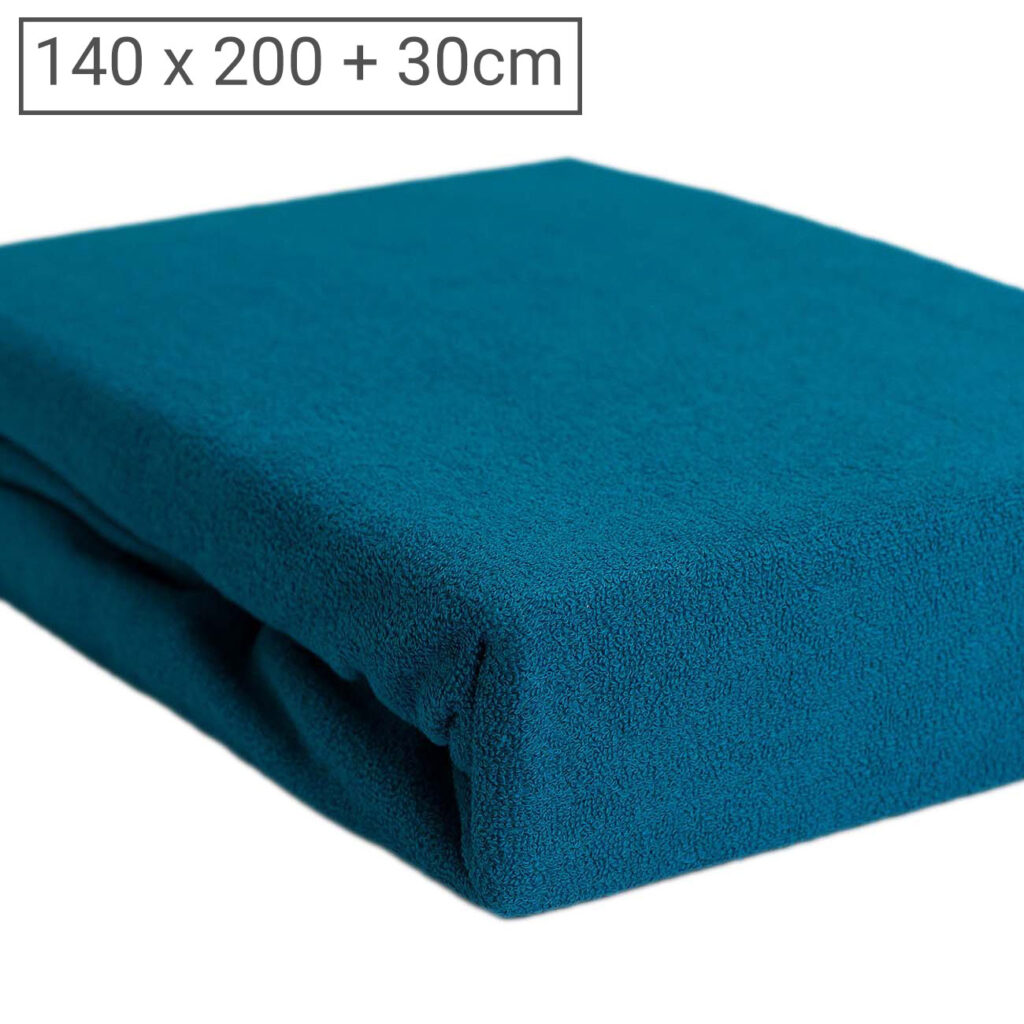 Doppelbett Luxus Frottee Fixleintuch, 80% Baumwolle, 20% Mikrofaser, petrol, 140 x 200 cm Doppelbett Luxus Frottee Fixleintuch, 80% Baumwolle, 20% Mikrofaser, petrol, 140 x 200 cm