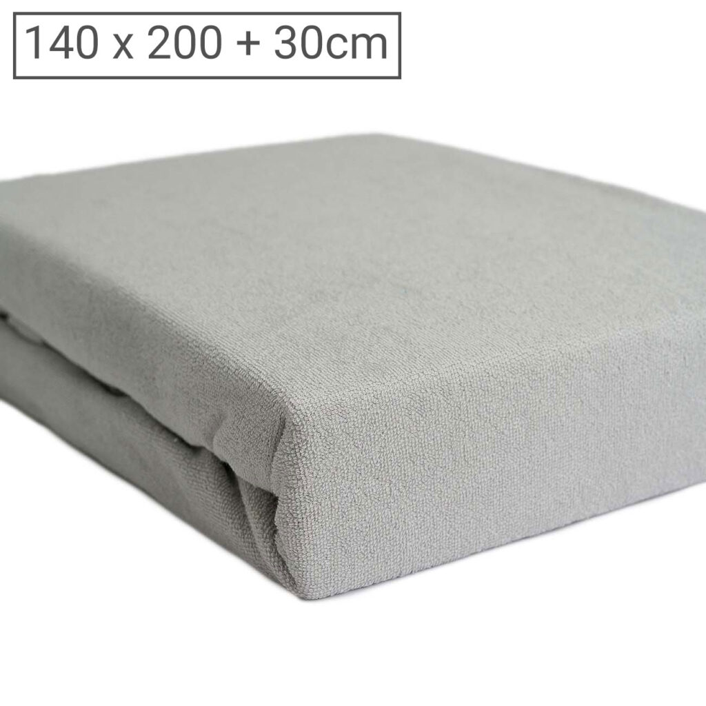 Doppelbett Luxus Frottee Fixleintuch, 80% Baumwolle, 20% Mikrofaser, silber, 140 x 200 cm Doppelbett Luxus Frottee Fixleintuch, 80% Baumwolle, 20% Mikrofaser, silber, 140 x 200 cm