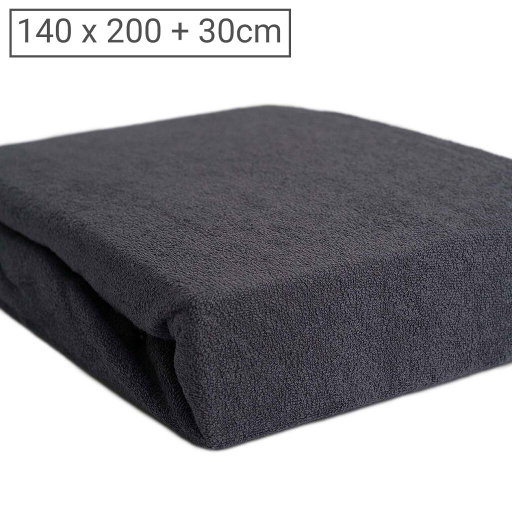 Doppelbett Luxus Frottee Fixleintuch, 80% Baumwolle, 20% Mikrofaser, anthrazit 140 x 200cm Doppelbett Luxus Frottee Fixleintuch, 80% Baumwolle, 20% Mikrofaser, anthrazit 140 x 200cm