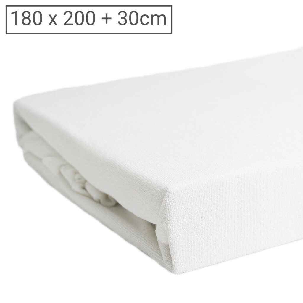 Übergrösse Luxus Frottee Fixleintuch, 80% Baumwolle, 20% Mikrofaser, weiss, 180 x 200 cm Übergrösse Luxus Frottee Fixleintuch, 80% Baumwolle, 20% Mikrofaser, weiss, 180 x 200 cm