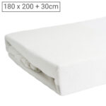 Übergrösse Luxus Frottee Fixleintuch, 80% Baumwolle, 20% Mikrofaser, weiss, 180 x 200 cm