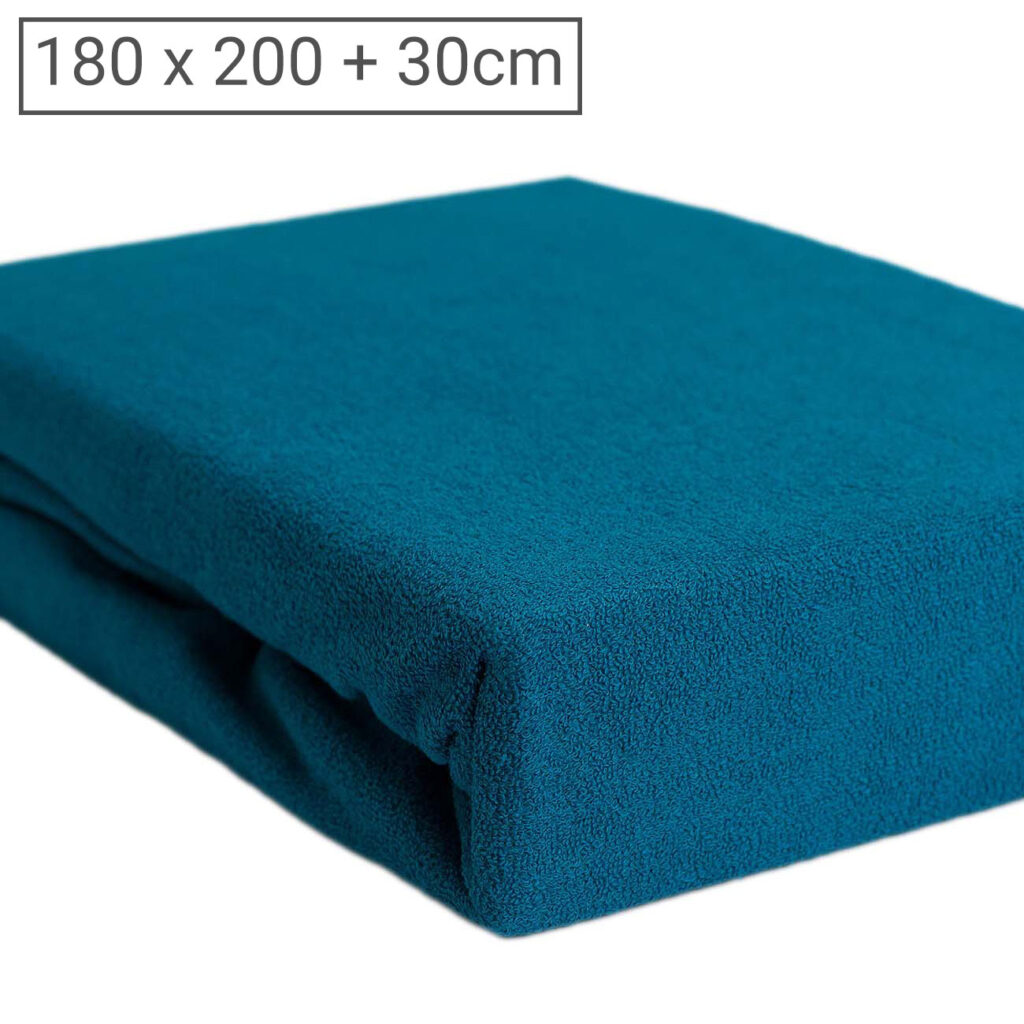 Übergrösse Luxus Frottee Fixleintuch, 80% Baumwolle, 20% Mikrofaser, petrol, 180 x 200 cm Übergrösse Luxus Frottee Fixleintuch, 80% Baumwolle, 20% Mikrofaser, petrol, 180 x 200 cm