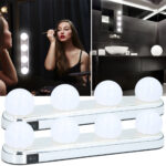 2er-Set LED-Lampe für Kosmetikspiegel mit 4 Birnen, batteriebetrieben