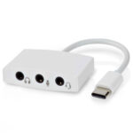 USB-C auf 3,5mm Kopfhörer Adapter, 3 x Klinkenanschluss, Audioadapter