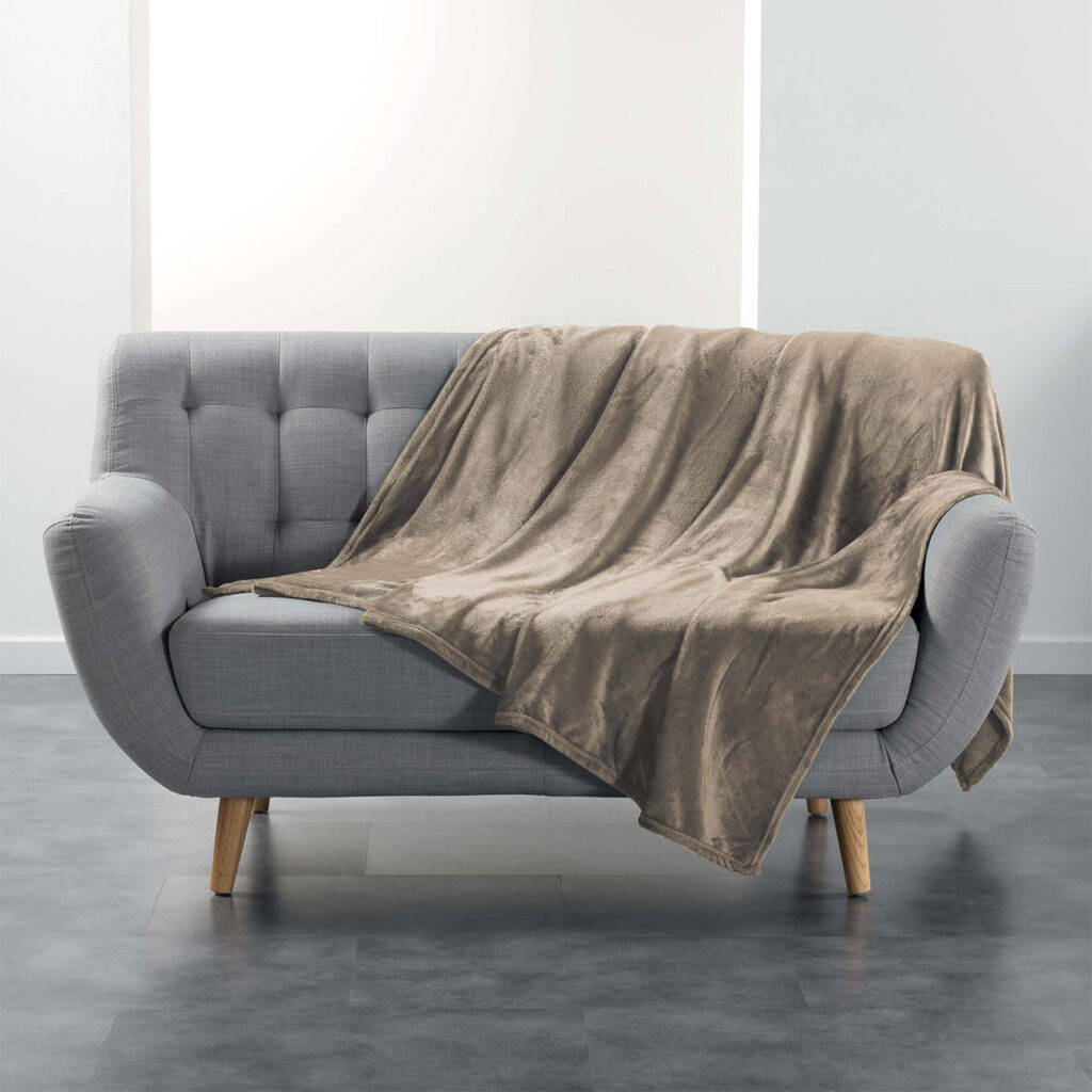 Couchdecke, beige, Kuscheldecke, 180 x 220 cm
