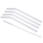 Glas-Strohhalme, 4er-Set, wiederverwendbar, mit Bürste, je 18 cm