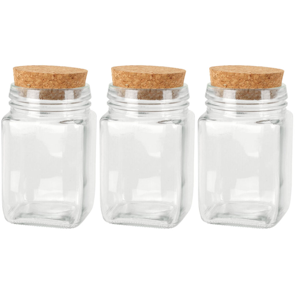 3er Set Vorratsglas mit Korkverschluss 250 ml
