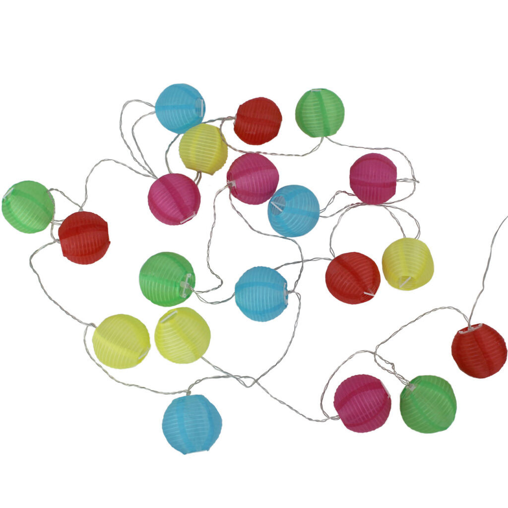 Partylichterkette mit Lampions, bunt, 20 Lämpchen, IP44 Partylichterkette mit Lampions, bunt, 20 Lämpchen, IP44