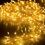 2er-Set Silberdraht-Lichterkette, 100 LEDs, IP44, batteriebetrieben, warmweiss, L 100 cm