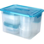 Frischhalte-Dosen-Set, 50 Stück mit Deckel, blau