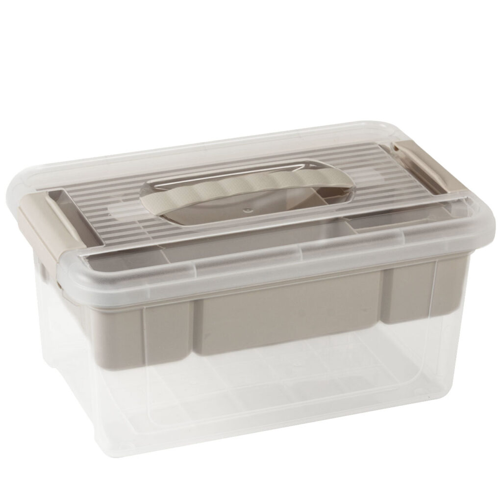 Aufbewahrungsbox mit Organizer, 5 Liter, transparent/grau Aufbewahrungsbox mit Organizer, 5 Liter, transparent/grau
