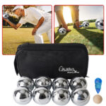 Boule- & Pétanque-Spiel mit 8 Metallkugeln, Holzkugel, Abstandsmesser, Tragetasche