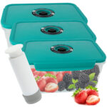 3er-Set Vakuum Vorratsdose mit Klickverschluss, inkl. Vakuumpumpe, 1200 ml