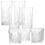 Gläser-Set, 4 x Longdrinkgläser und 4 x Whiskeygläser, Kristall-Look