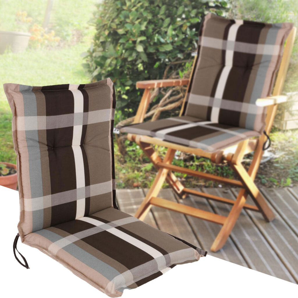 Niederlehner-Auflage Karomuster, braun, 105 x 50 x 6 cm Niederlehner-Auflage Karomuster, braun, 105 x 50 x 6 cm