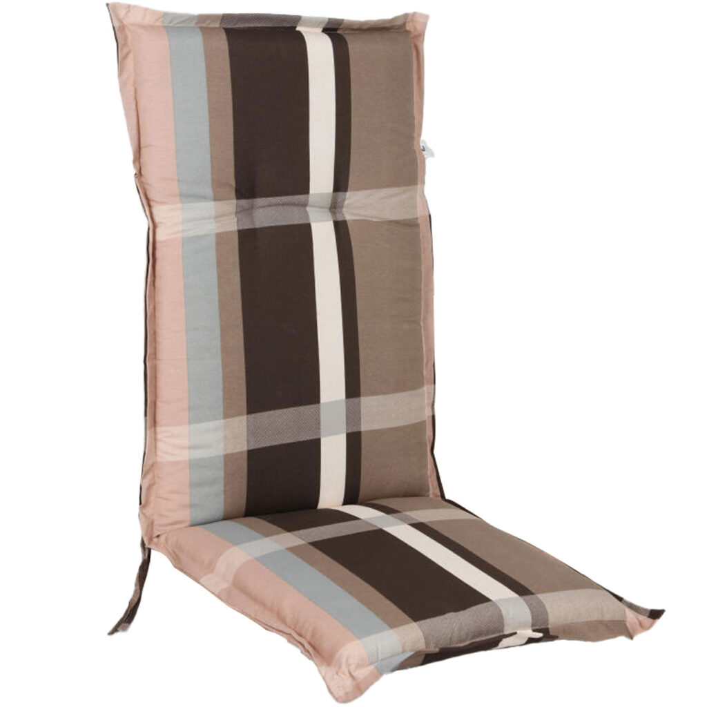 Hochlehner-Auflage Karomuster, braun 123 x 50 x 6 cm Hochlehner-Auflage Karomuster, braun 123 x 50 x 6 cm