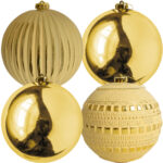 Weihnachtskugeln, 4 Stk., goldfarben, Ø 15 cm, 3 verschiedene Designs