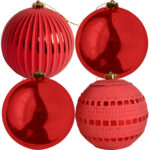 Weihnachtskugeln, 4 Stk., rot, Ø 15 cm, 3 verschiedene Designs