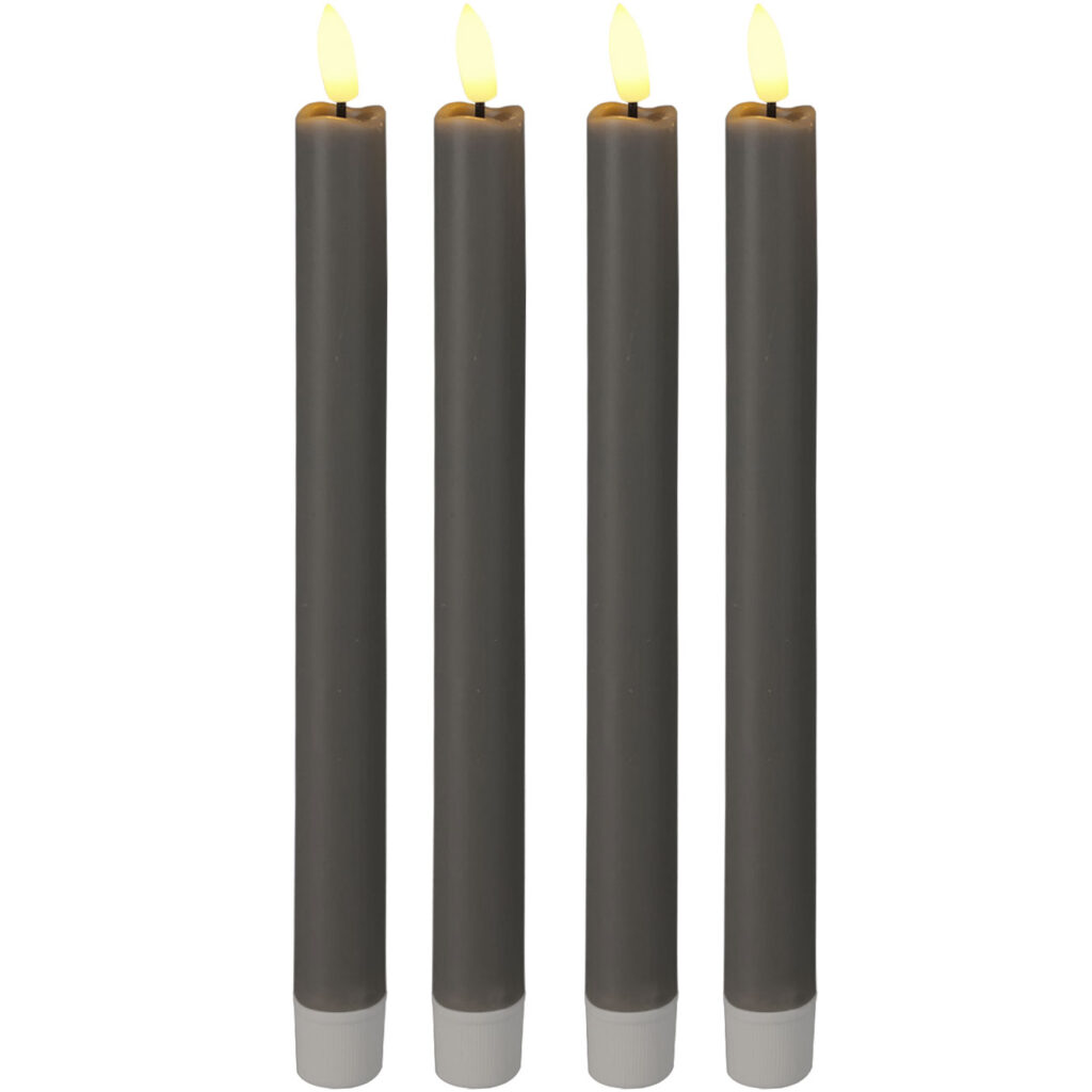 4er-Set LED-Stabkerze, mit Fernbedienung & Timer-Funktion, anthrazit, batteriebetrieben 4er-Set LED-Stabkerze, mit Fernbedienung & Timer-Funktion, anthrazit, batteriebetrieben