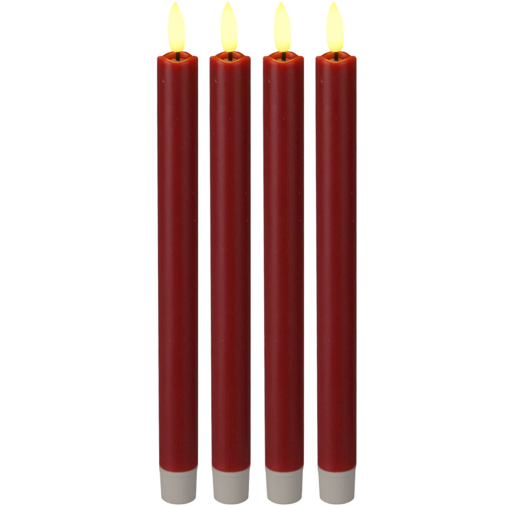 4er-Set LED-Stabkerze, mit Fernbedienung & Timer-Funktion, rot, batteriebetrieben 4er-Set LED-Stabkerze, mit Fernbedienung & Timer-Funktion, rot, batteriebetrieben