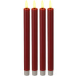 4er-Set LED-Stabkerze, mit Fernbedienung & Timer-Funktion, rot, batteriebetrieben